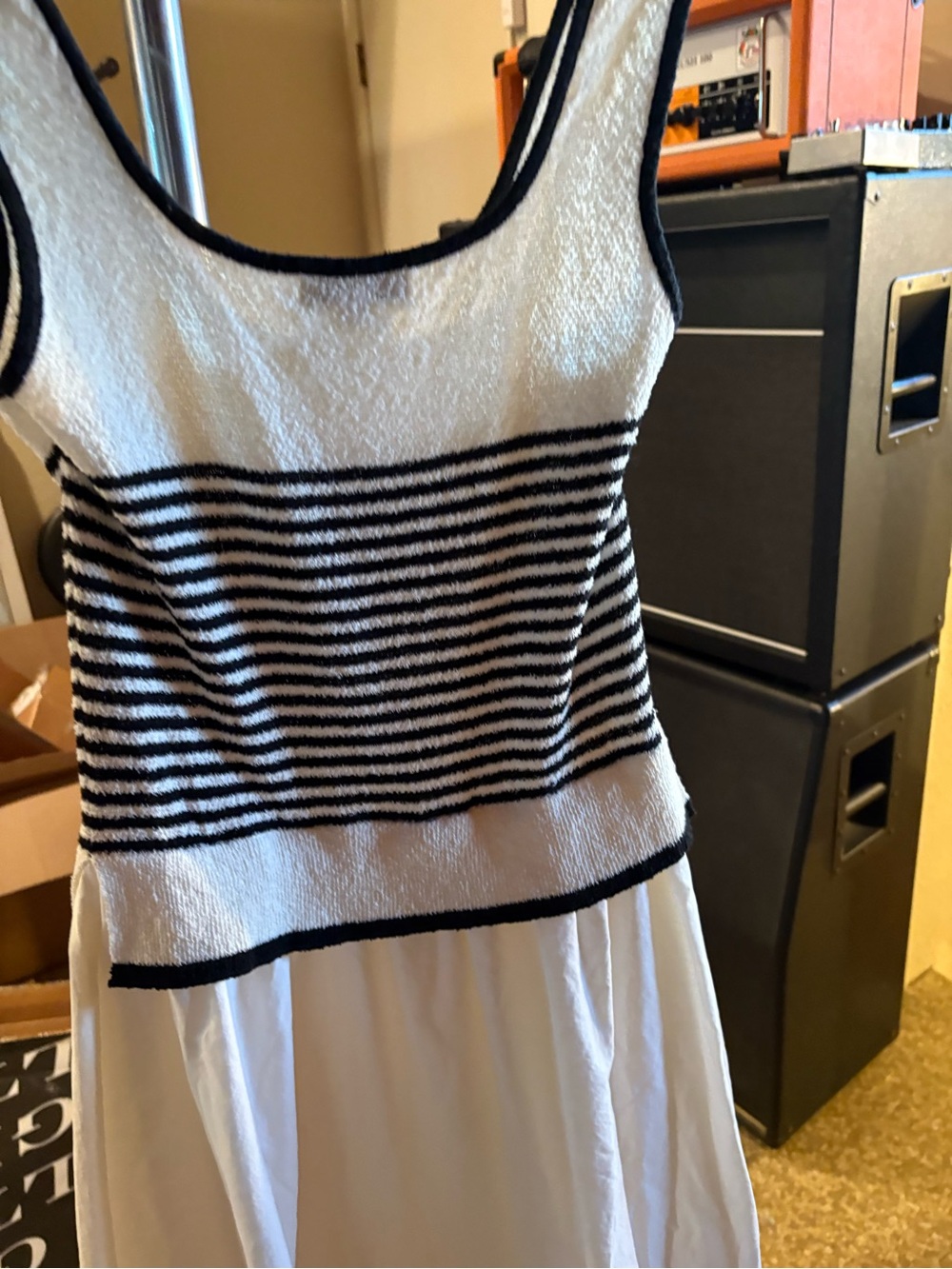 Moon River Striped Knit Top Midi Dress black and cream - Picture 10 of 16